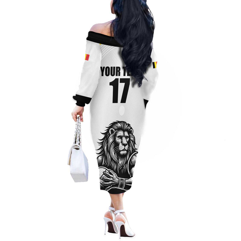 Custom Belgium Basketball Lion Mascot Sporty Style Off The Shoulder Long Sleeve Dress