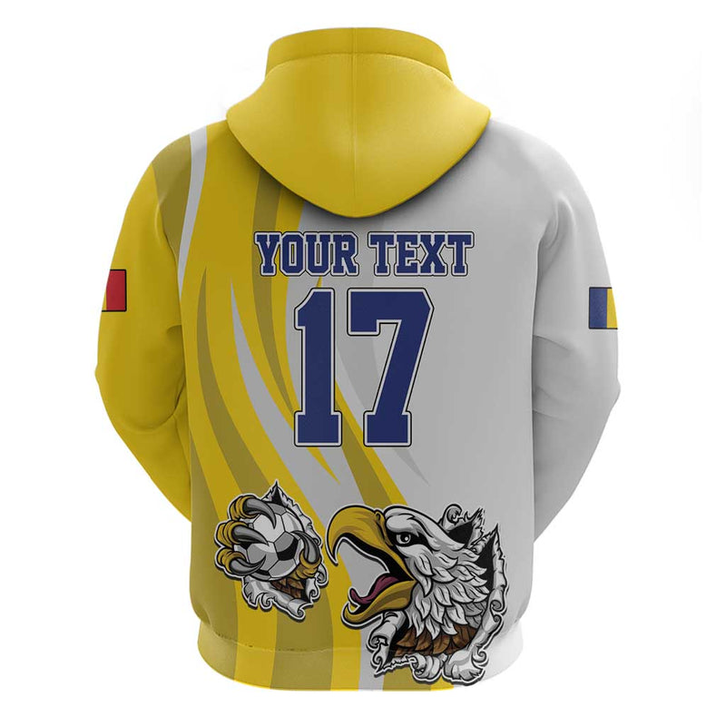 Custom Romania Football With Eagle Mascot Sporty Style Hoodie