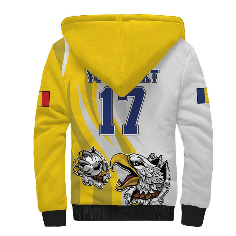 Custom Romania Football With Eagle Mascot Sporty Style Sherpa Hoodie