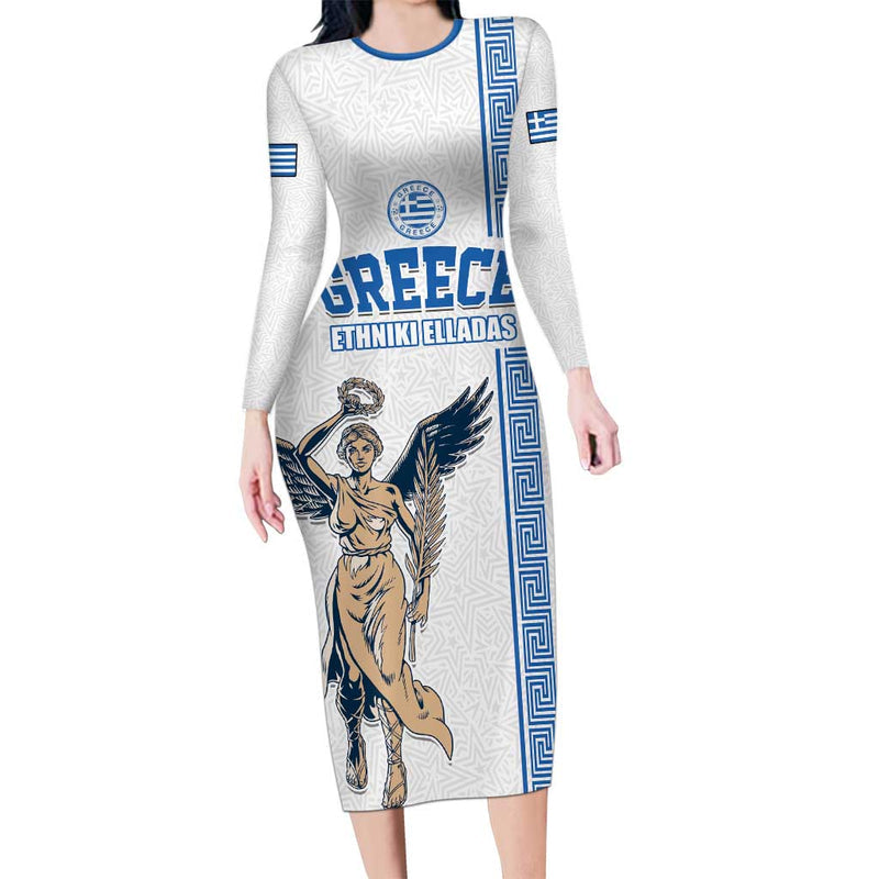Custom Greece Football Champions Nike Goddess Of Victory Long Sleeve Bodycon Dress