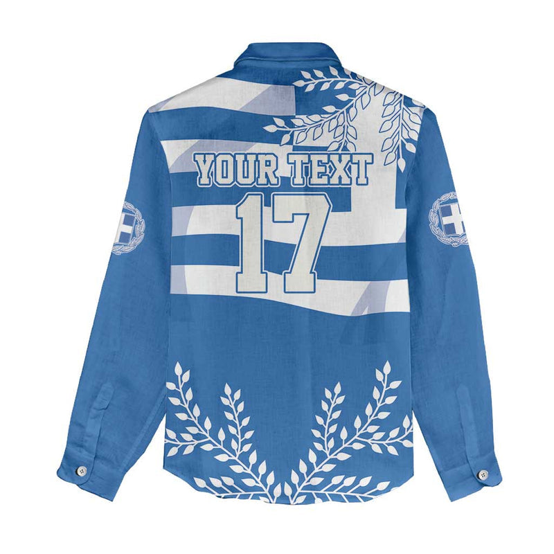 Custom Greece Basketball Sporty Style with Laurel Women Casual Shirt