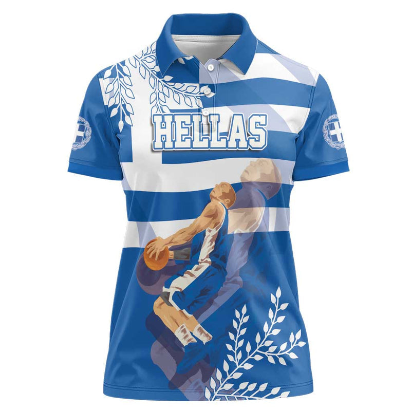 Custom Greece Basketball Sporty Style with Laurel Women Polo Shirt