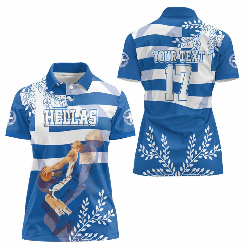 Custom Greece Basketball Sporty Style with Laurel Women Polo Shirt