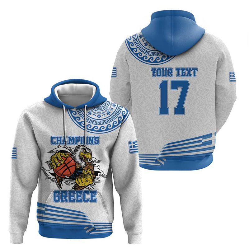 Custom Greece Basketball Champions Sporty Style with Eagle Mascot Hoodie