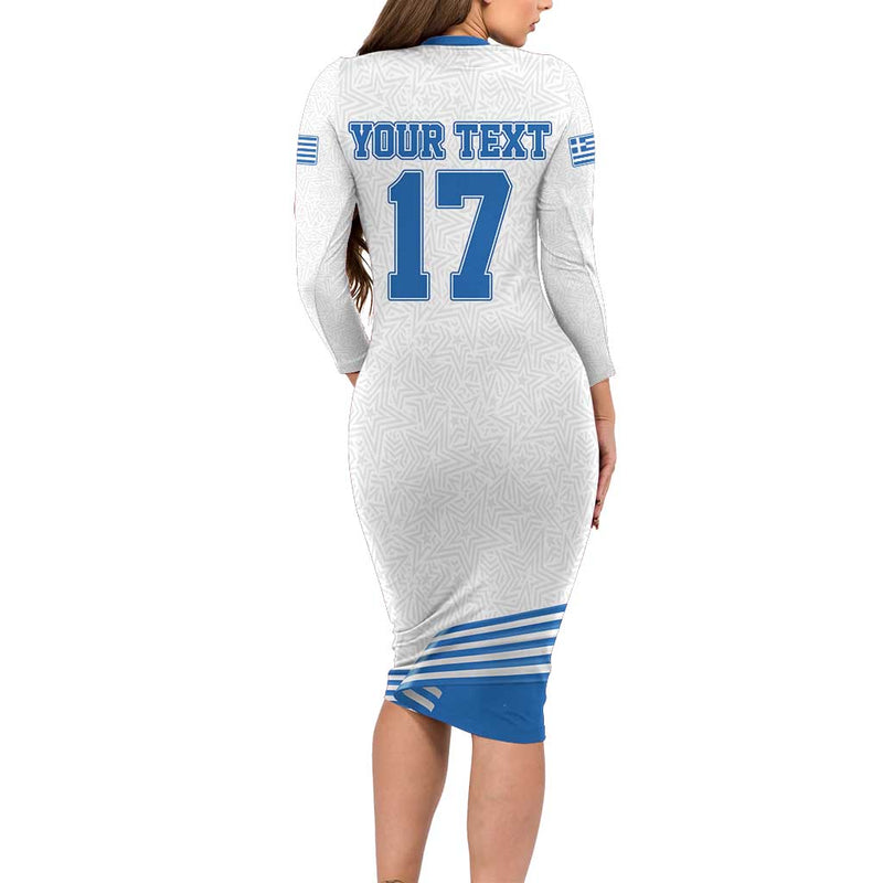 Custom Greece Basketball Champions Sporty Style With Eagle Mascot Long Sleeve Bodycon Dress