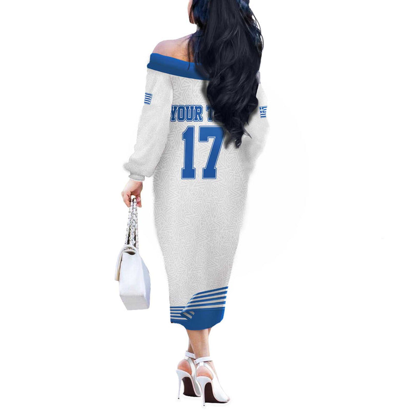 Custom Greece Basketball Champions Sporty Style With Eagle Mascot Off The Shoulder Long Sleeve Dress