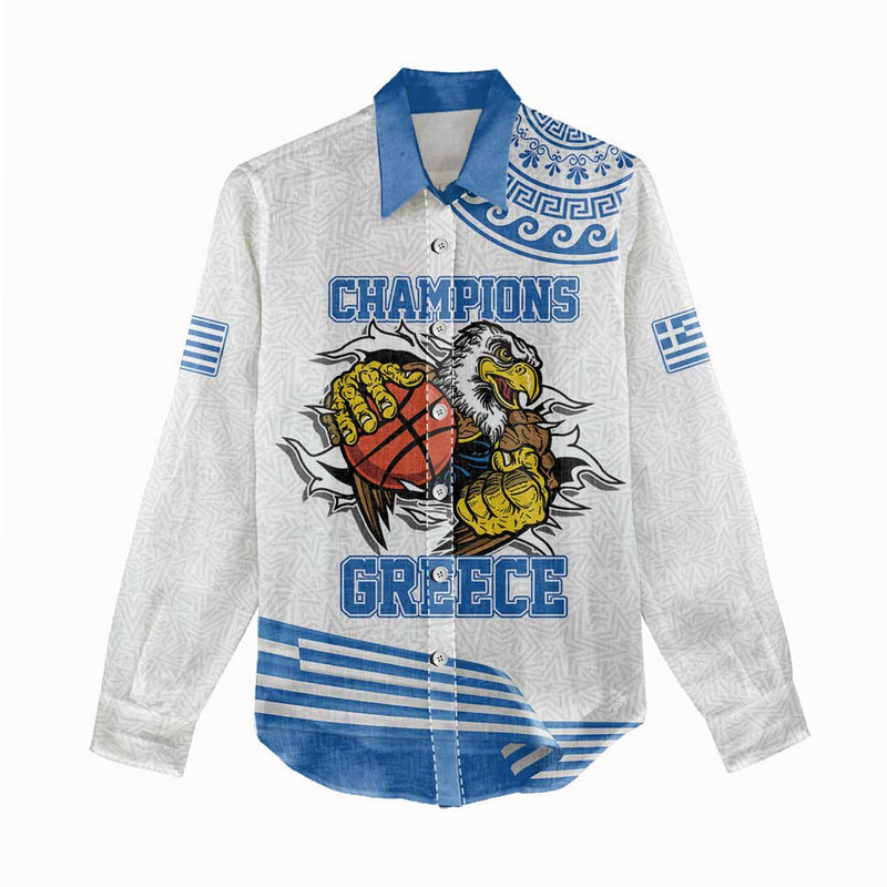 Custom Greece Basketball Champions Sporty Style with Eagle Mascot Women Casual Shirt