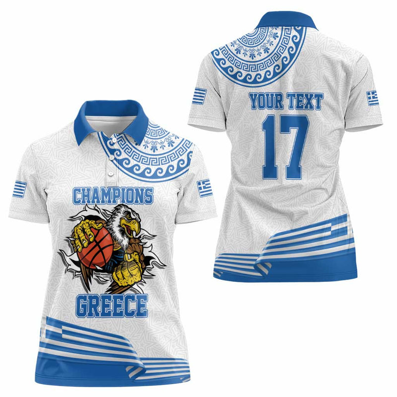 Custom Greece Basketball Champions Sporty Style with Eagle Mascot Women Polo Shirt