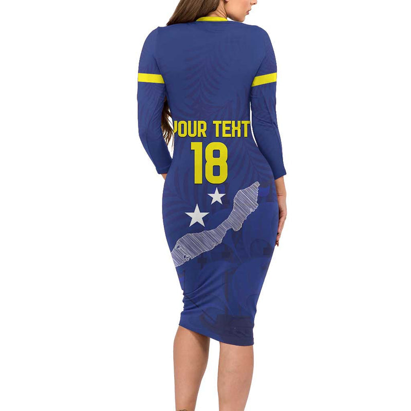 Custom Curacao Football La Pantera Negra Long Sleeve Bodycon Dress