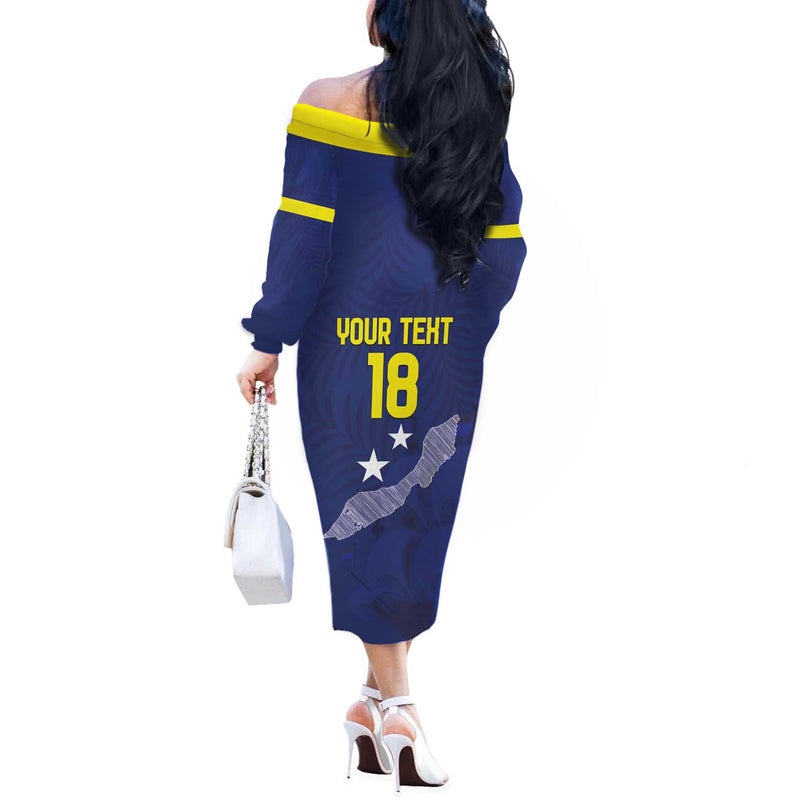 Custom Curacao Football La Pantera Negra Off The Shoulder Long Sleeve Dress