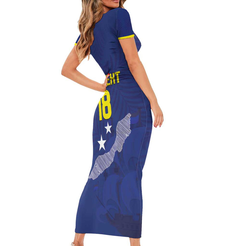 Custom Curacao Football La Pantera Negra Short Sleeve Bodycon Dress