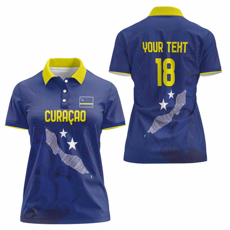 Custom Curacao Football La Pantera Negra Women Polo Shirt