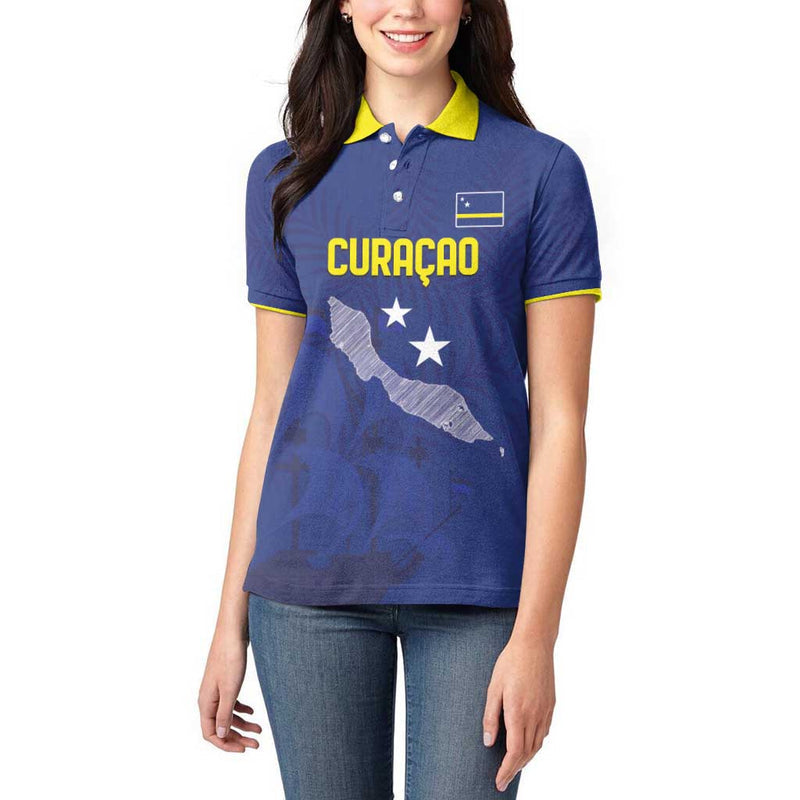 Custom Curacao Football La Pantera Negra Women Polo Shirt
