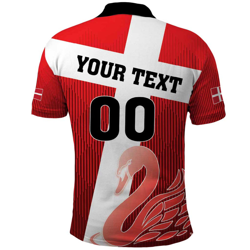 Custom Denmark Football Mute Swan Polo Shirt