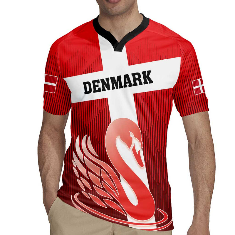 Custom Denmark Football Mute Swan Rugby Jersey
