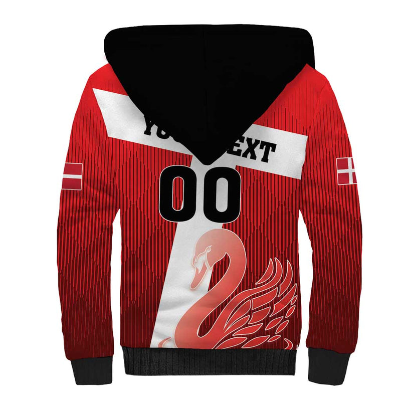 Custom Denmark Football Mute Swan Sherpa Hoodie