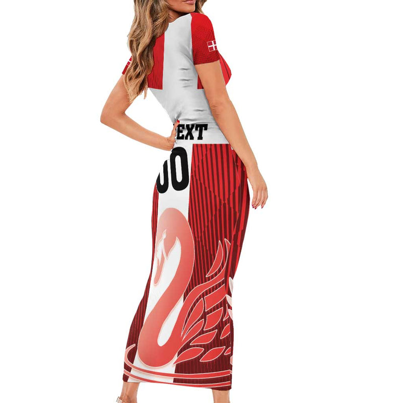 Custom Denmark Football Mute Swan Short Sleeve Bodycon Dress