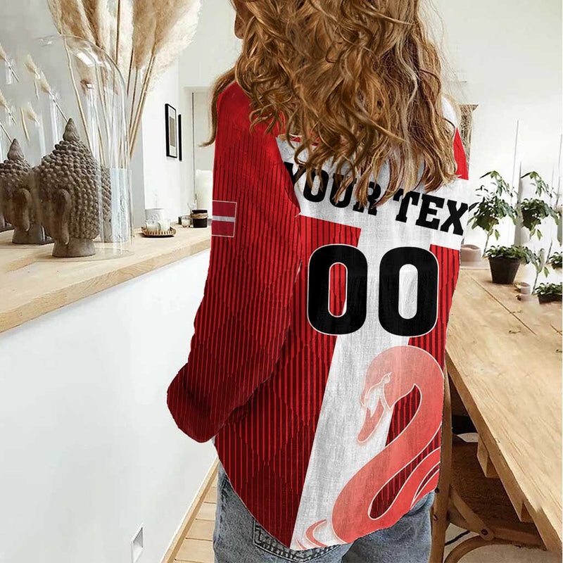 Custom Denmark Football Mute Swan Women Casual Shirt