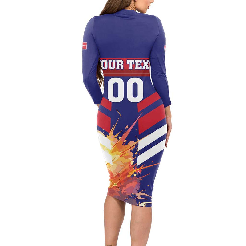 Custom Denmark Football Come On Danish Dynamite Long Sleeve Bodycon Dress