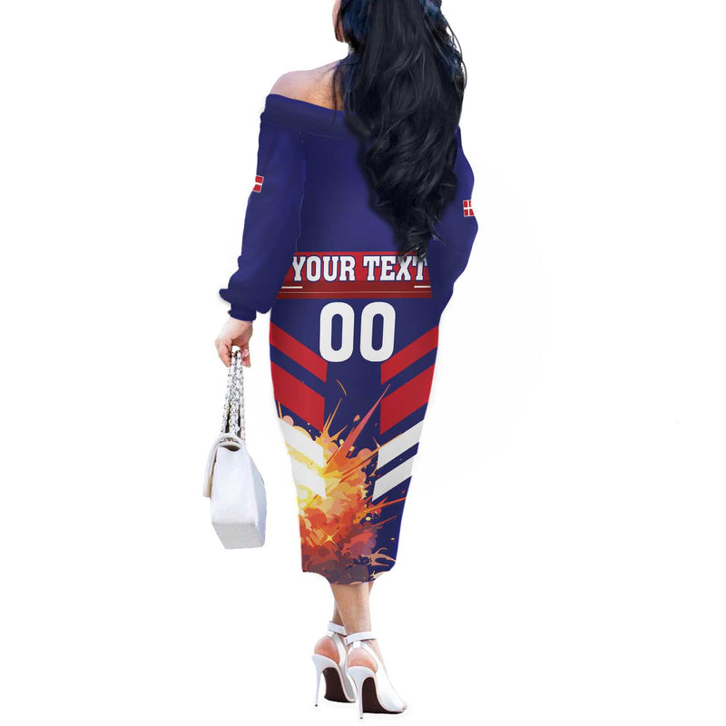 Custom Denmark Football Come On Danish Dynamite Off The Shoulder Long Sleeve Dress