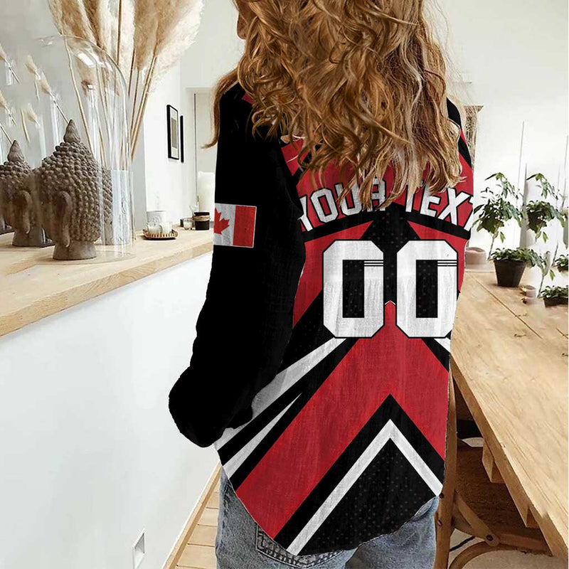 Custom Canada Hockey Black Bear Playing Ice Hockey Women Casual Shirt