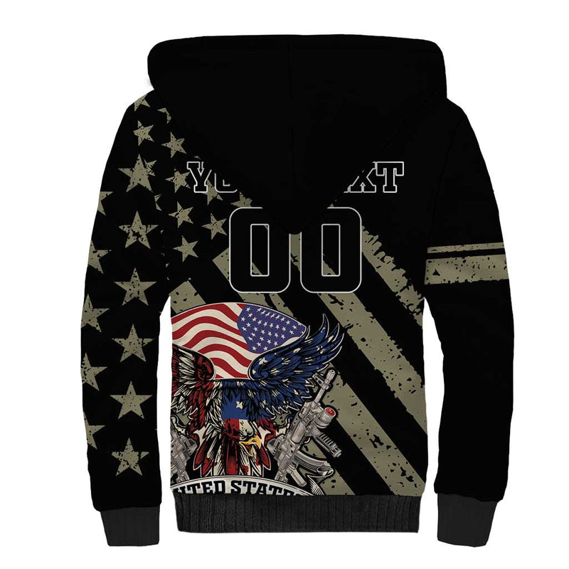 Custom Remembrance Day American Eagle With USA Flags Sherpa Hoodie