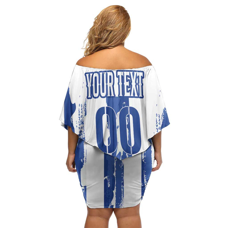 Custom Honduras Football Los Catrachos Grunge Style Off Shoulder Short Dress