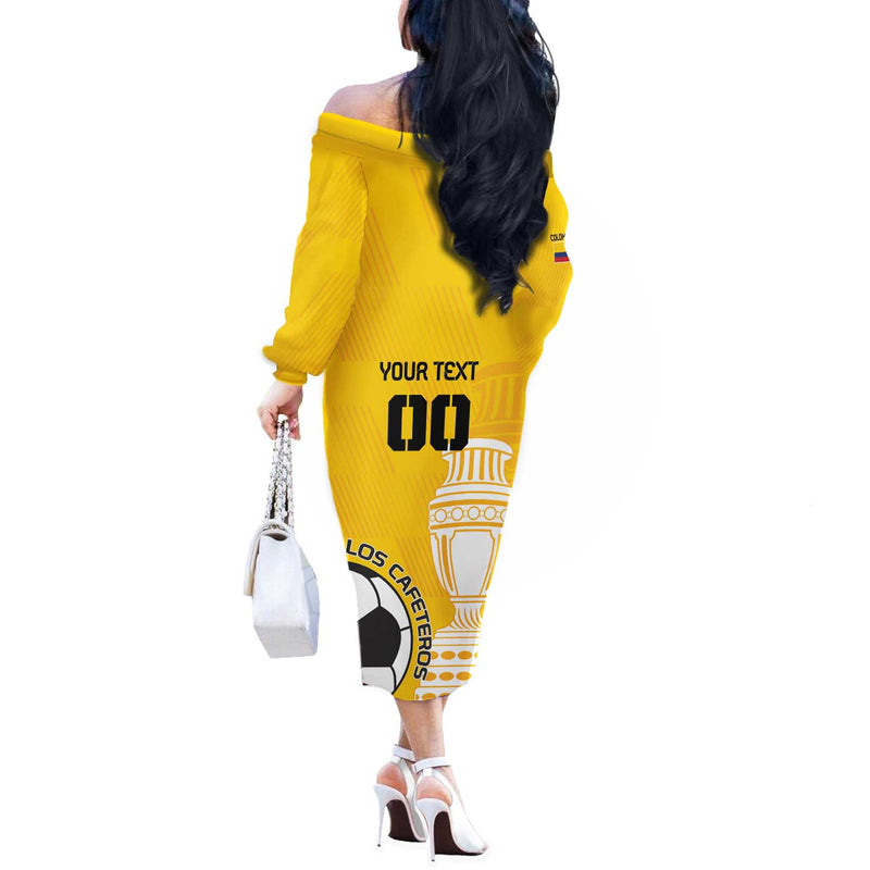 Custom Colombia Football Go Champions Off The Shoulder Long Sleeve Dress