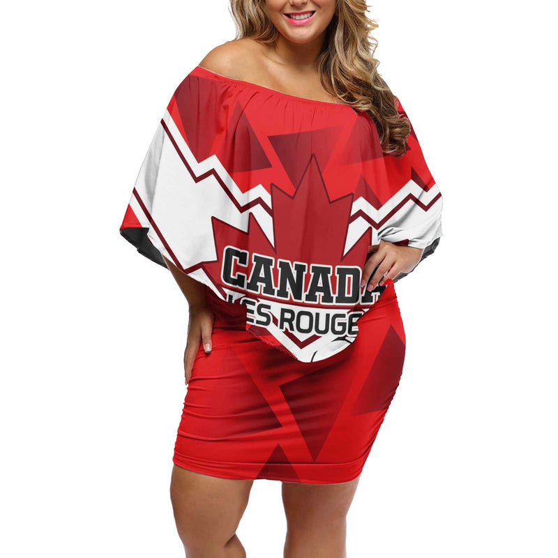 Custom Canada Football Beavers Mascot Off Shoulder Short Dress