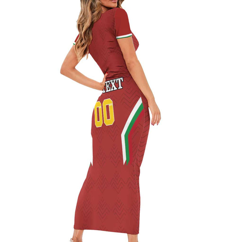 Custom Bulgaria Football The Lions Come Champions Red Version Short Sleeve Bodycon Dress
