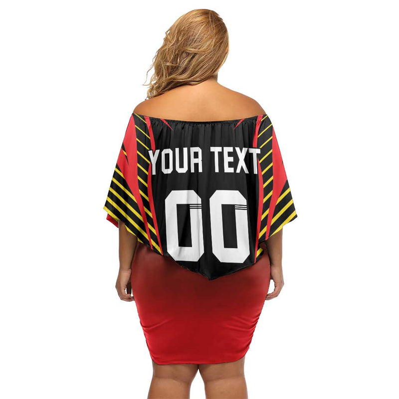 Custom Belgium Football Les Diables Rouges Devil Mascot Off Shoulder Short Dress