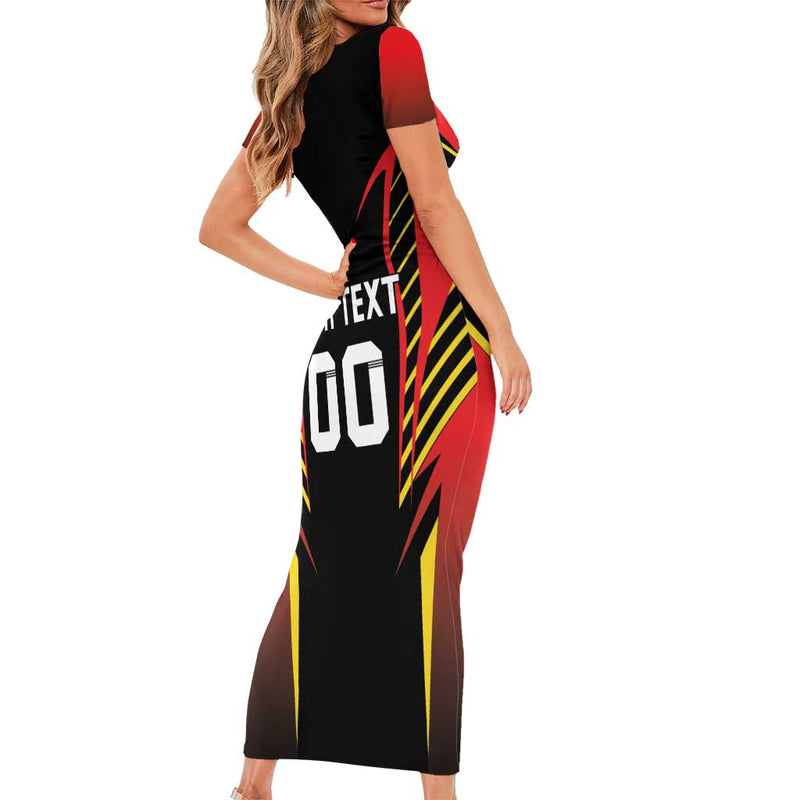 Custom Belgium Football Les Diables Rouges Devil Mascot Short Sleeve Bodycon Dress