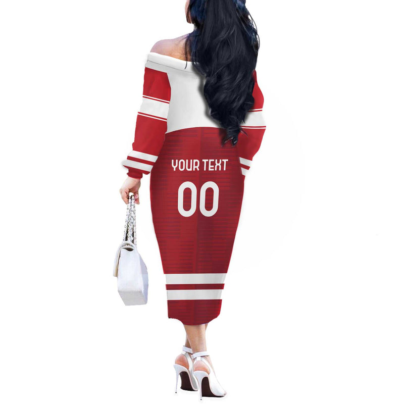 Custom Denmark Hockey Danish Lions Off The Shoulder Long Sleeve Dress