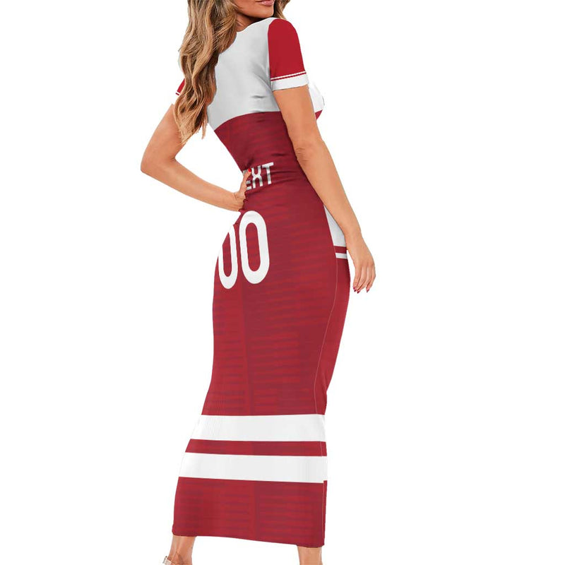 Custom Denmark Hockey Danish Lions Short Sleeve Bodycon Dress