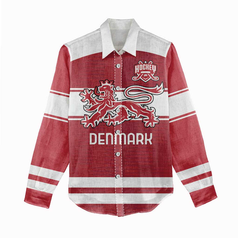 Custom Denmark Hockey Danish Lions Women Casual Shirt