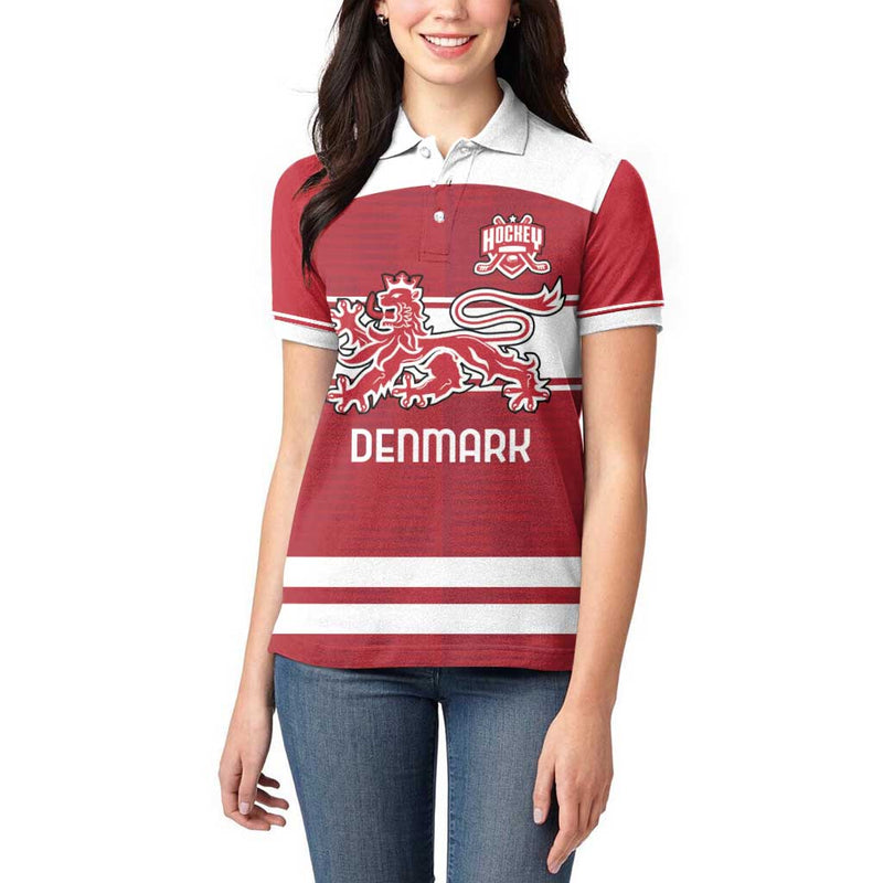 Custom Denmark Hockey Danish Lions Women Polo Shirt