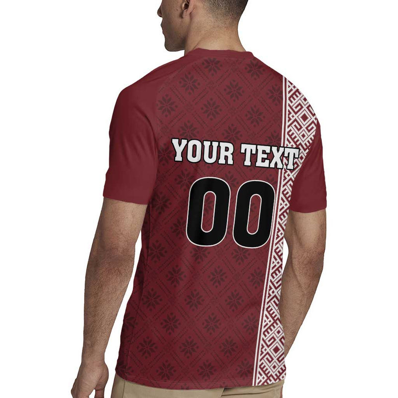 Custom Belarus Football The White Wings Red Version Rugby Jersey