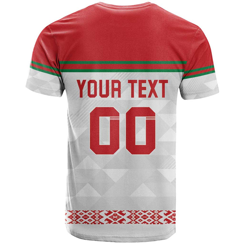 Custom Belarus Ice Hockey 2025 Go Bisons White Version T Shirt