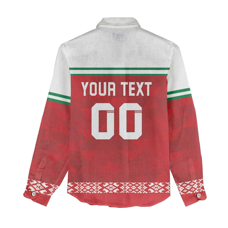 Custom Belarus Ice Hockey 2025 Go Bisons Red Version Women Casual Shirt