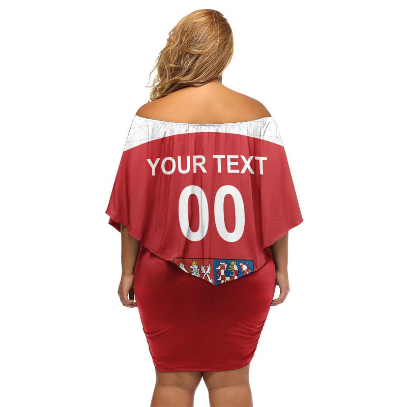 Custom Czech Republic Hockey Czech Lion Off Shoulder Short Dress