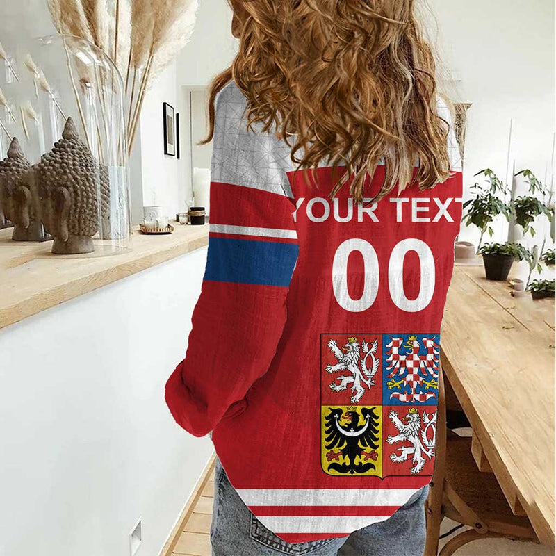 Custom Czech Republic Hockey Czech Lion Women Casual Shirt