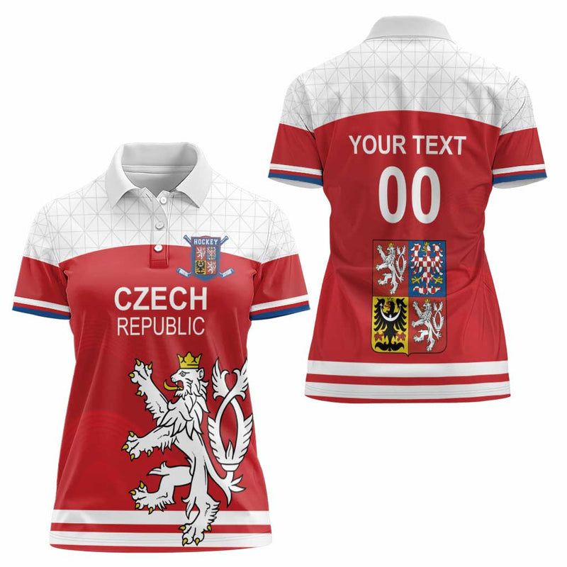 Custom Czech Republic Hockey Czech Lion Women Polo Shirt
