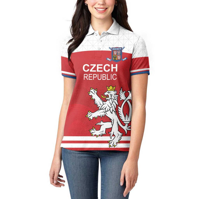 Custom Czech Republic Hockey Czech Lion Women Polo Shirt