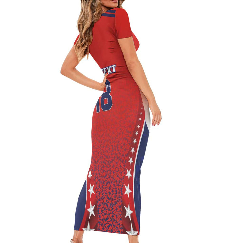 Custom Costa Rica Football Los Ticos Sporty Style Short Sleeve Bodycon Dress