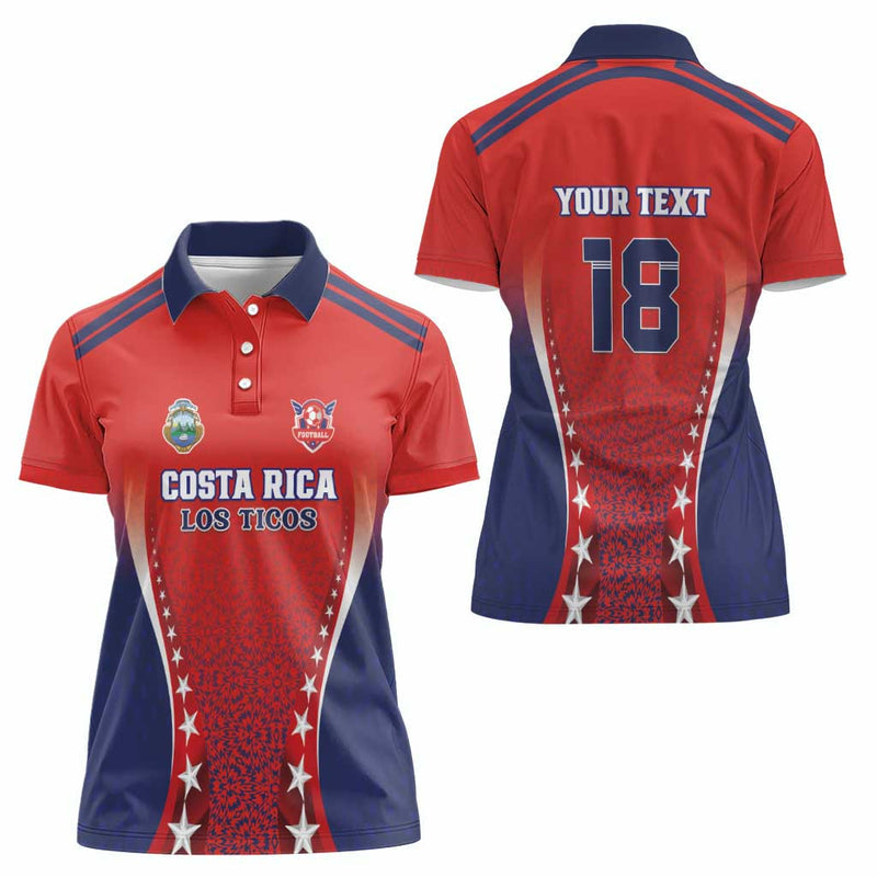 Custom Costa Rica Football Los Ticos Sporty Style Women Polo Shirt