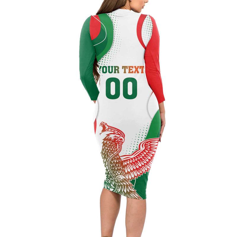 Custom Mexico Independence Day Monumento A La Independencia Long Sleeve Bodycon Dress