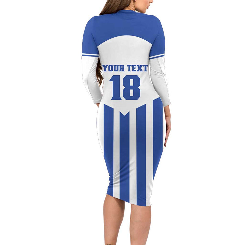 Custom Honduras Football Los Catrachos Sporty Style Long Sleeve Bodycon Dress