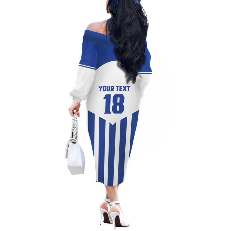 Custom Honduras Football Los Catrachos Sporty Style Off The Shoulder Long Sleeve Dress