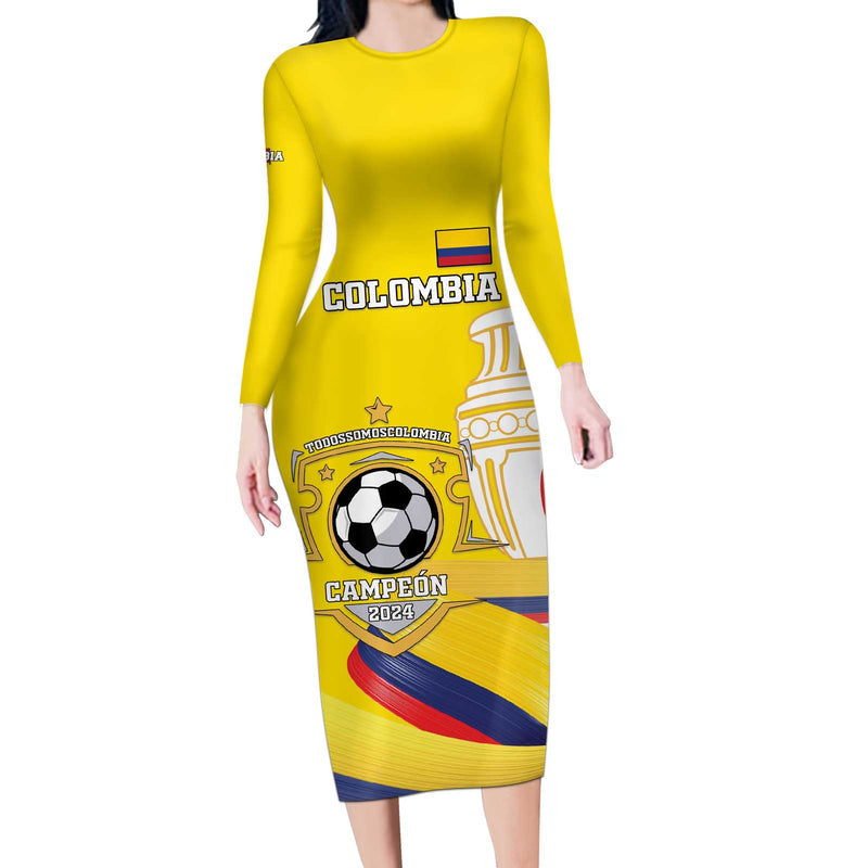 Custom Colombia Football Go Champions Unique Style Long Sleeve Bodycon Dress