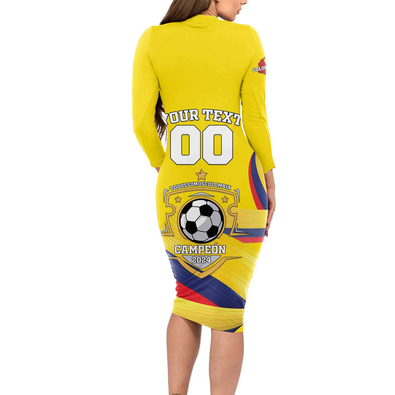 Custom Colombia Football Go Champions Unique Style Long Sleeve Bodycon Dress